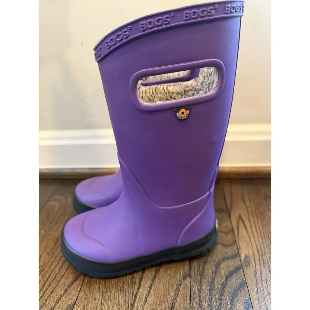 Bogs Kids Rain Boot Plush Waterproof Purple Little Kids Sz 10 Puddle Water Lined